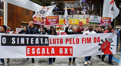 Manifestação no Aeroporto de Guarulhos pede fim da escala 6x1